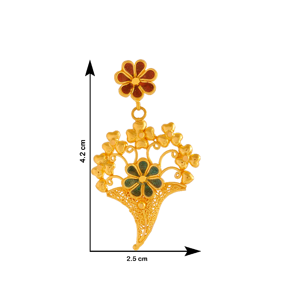 22KT Yellow Gold Jhumki Earrings For Women - Image 4