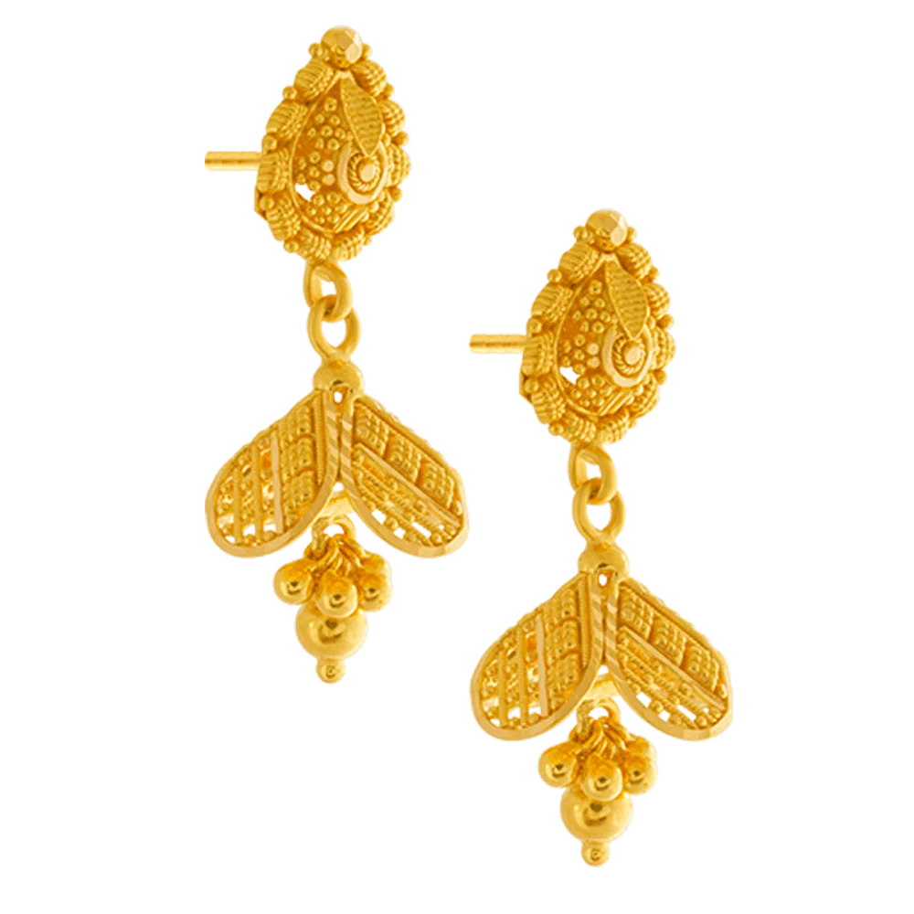 22KT Yellow Gold Jhumki Earrings For Women