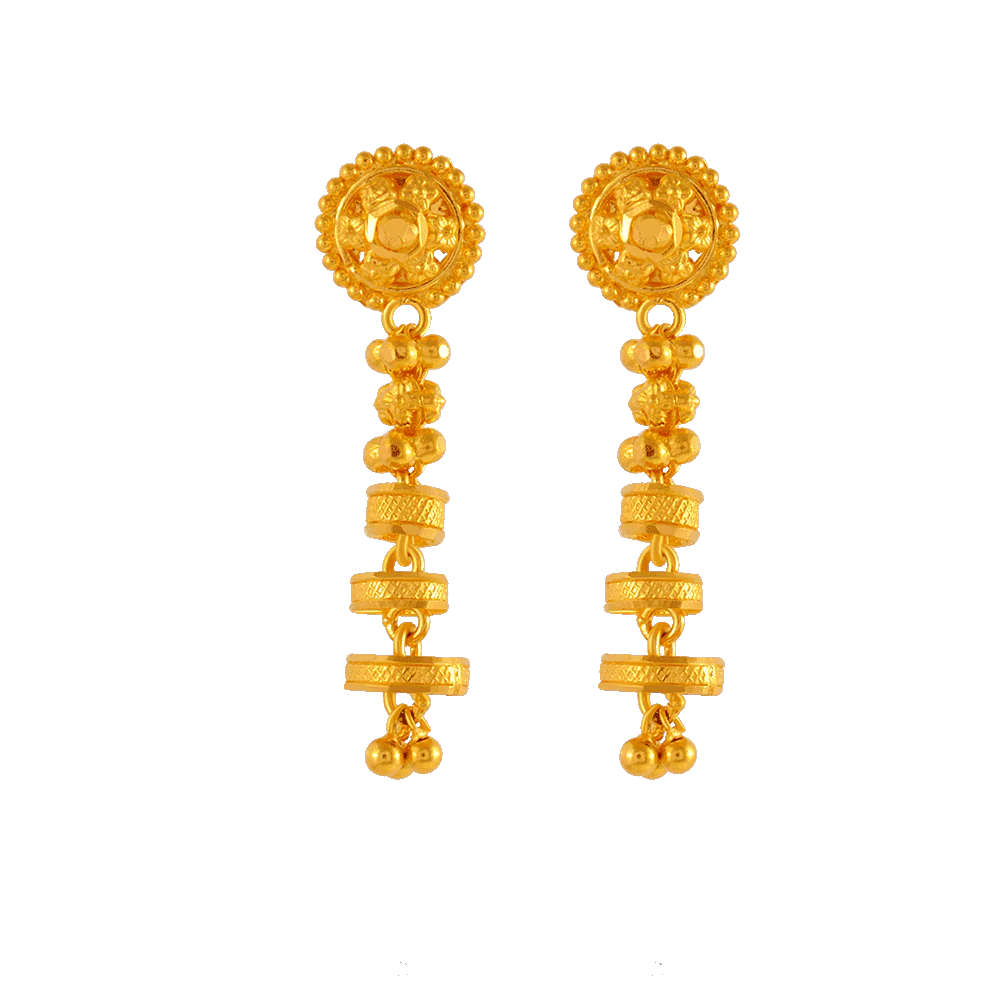 22KT Yellow Gold Jhumki Earrings For Women - Image 4