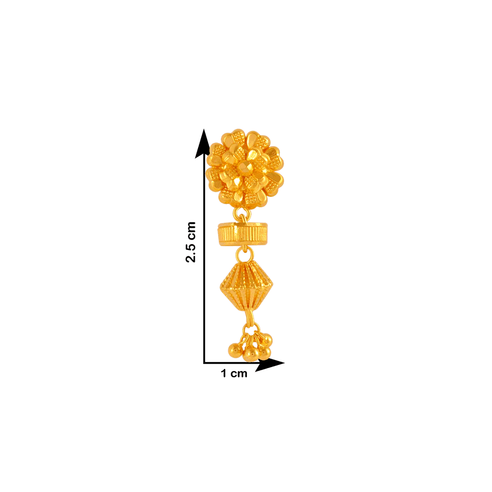 22KT Yellow Gold Jhumki Earrings For Women - Image 4