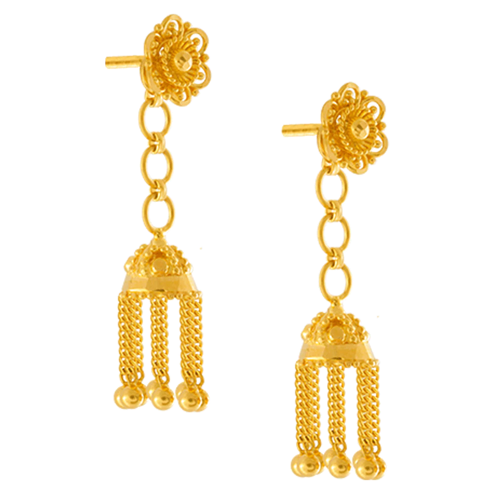 22KT Yellow Gold Jhumki Earrings For Women