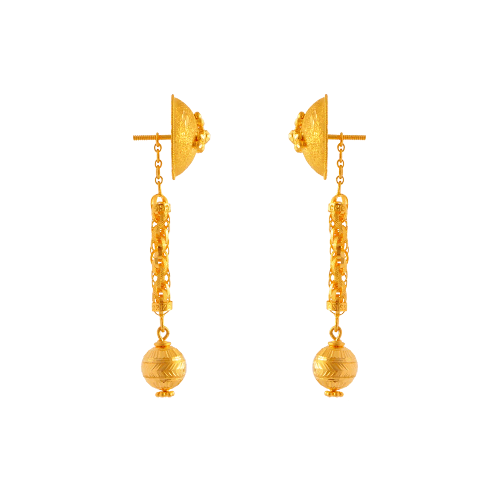 22KT Yellow Gold Jhumki Earrings For Women - Image 3