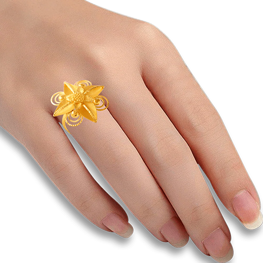 22KT Yellow Gold Ring For Women - Image 2