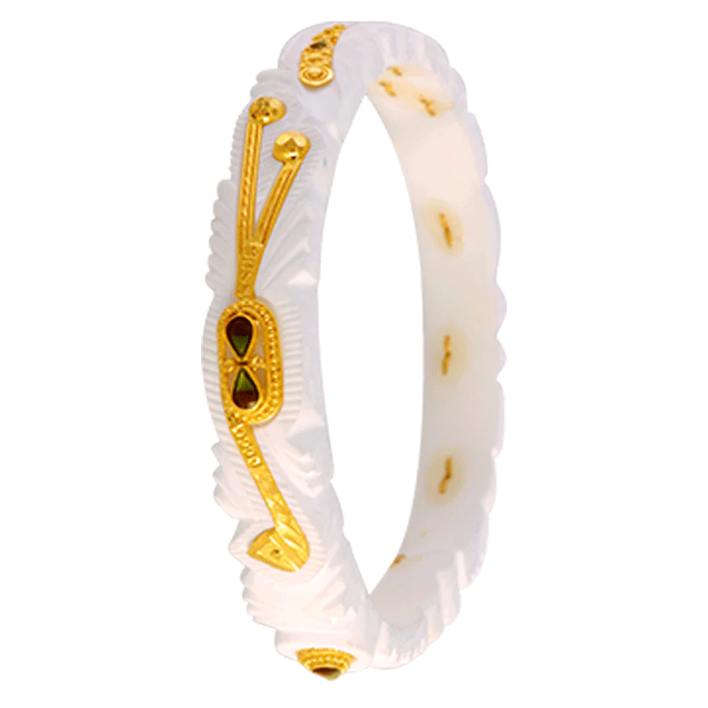 22KT Yellow Gold Sankha Bangle For Women - Image 4