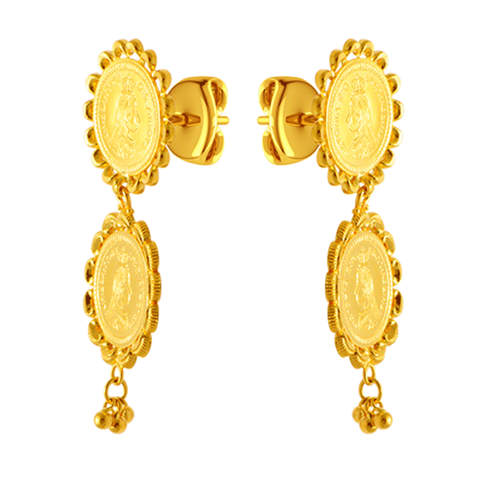 22KT Yellow Gold Stud Earrings For Women