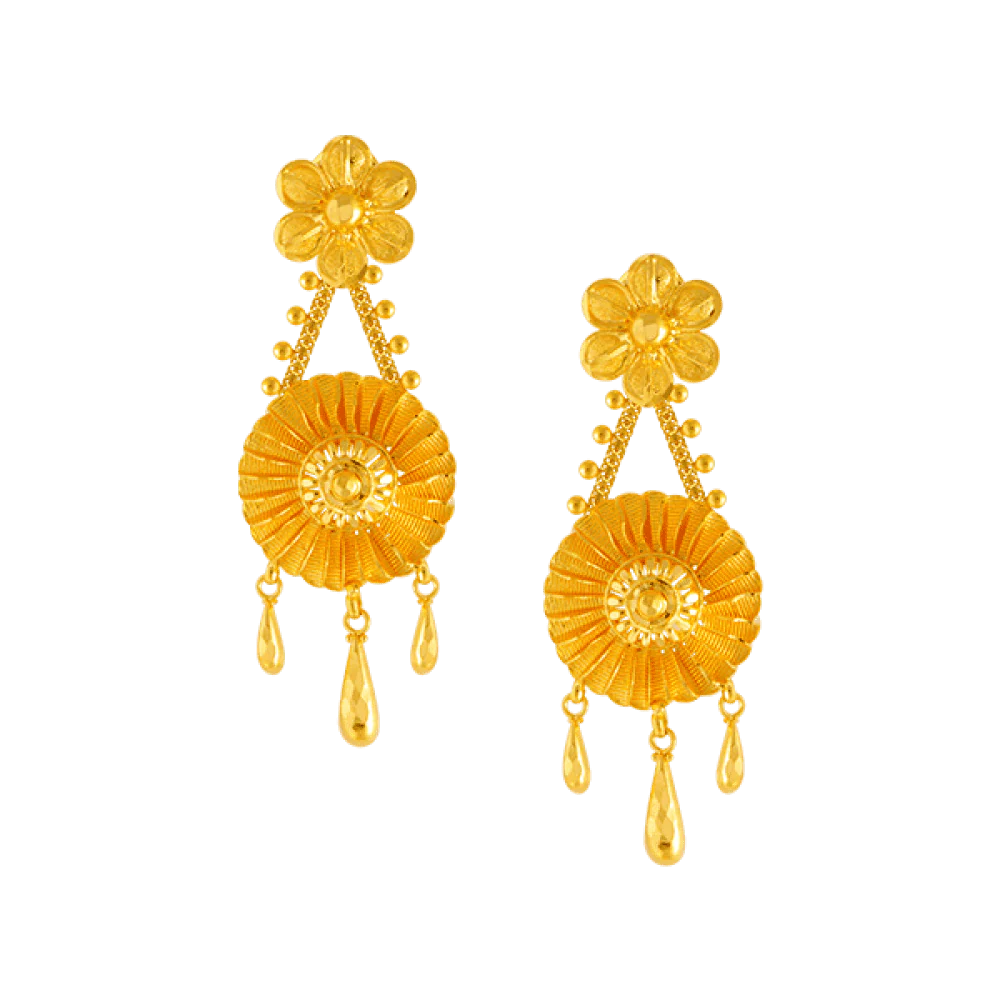 22KT Yellow Gold Stud Earrings For Women
