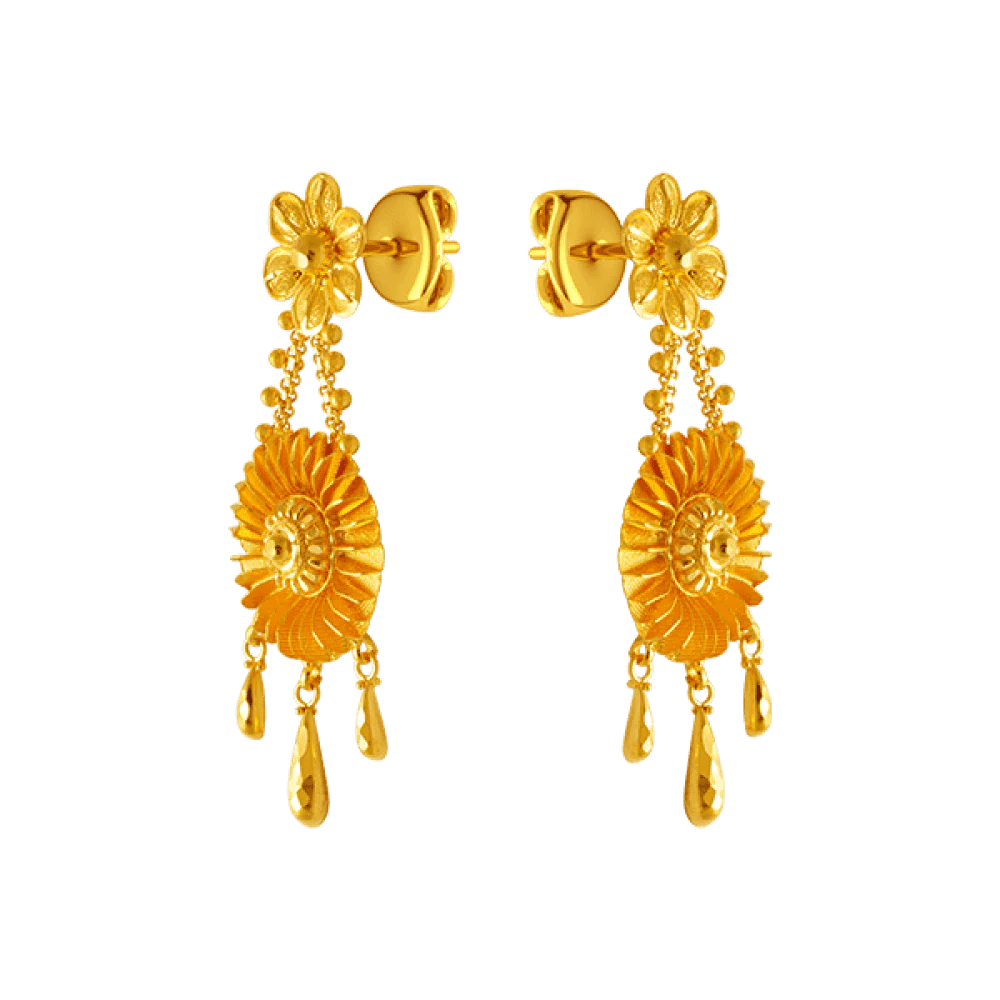 22KT Yellow Gold Stud Earrings For Women - Image 3