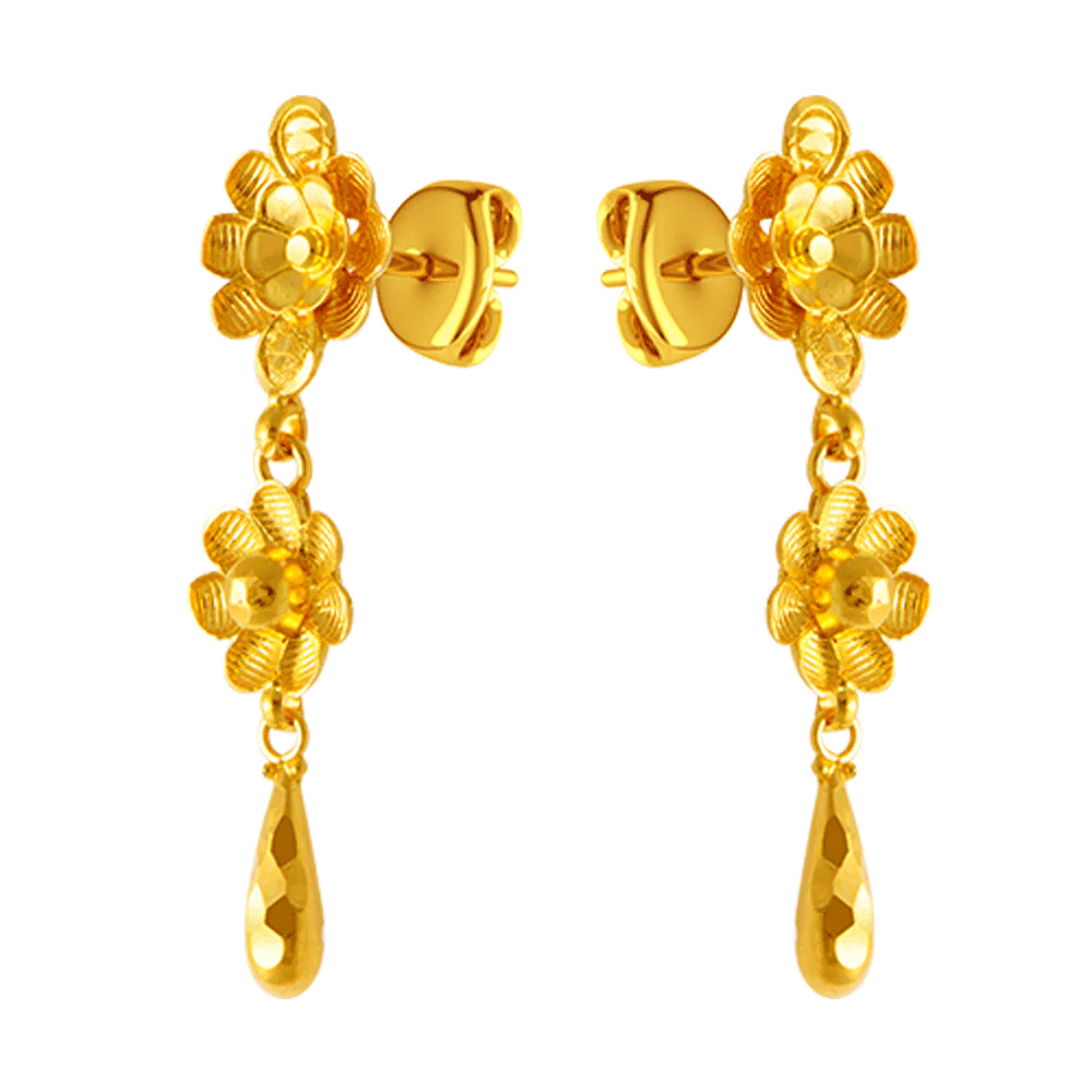 22KT Yellow Gold Stud Earrings For Women - Image 2
