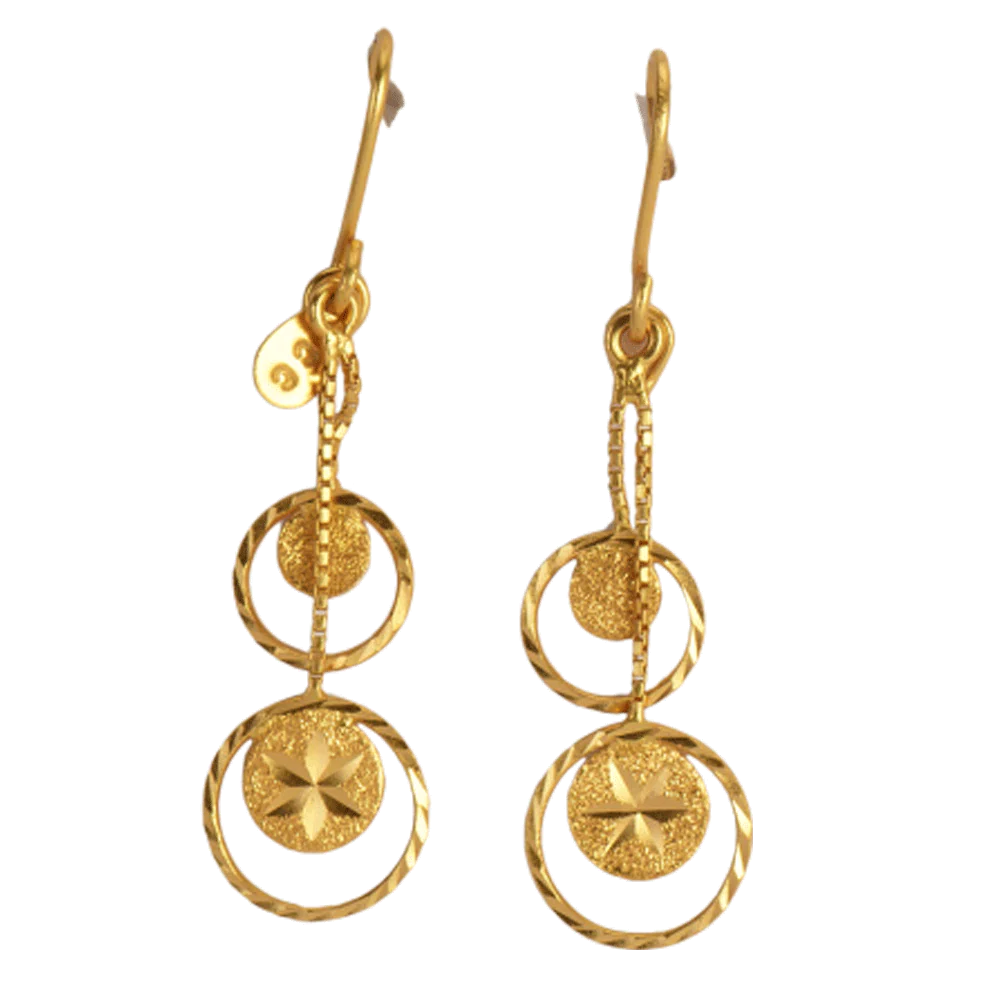 22KT Yellow Gold Stud Earrings For Women - Image 2