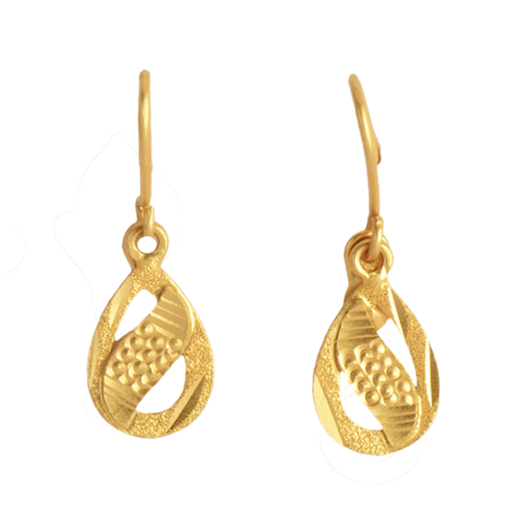 22KT Yellow Gold Stud Earrings For Women - Image 3