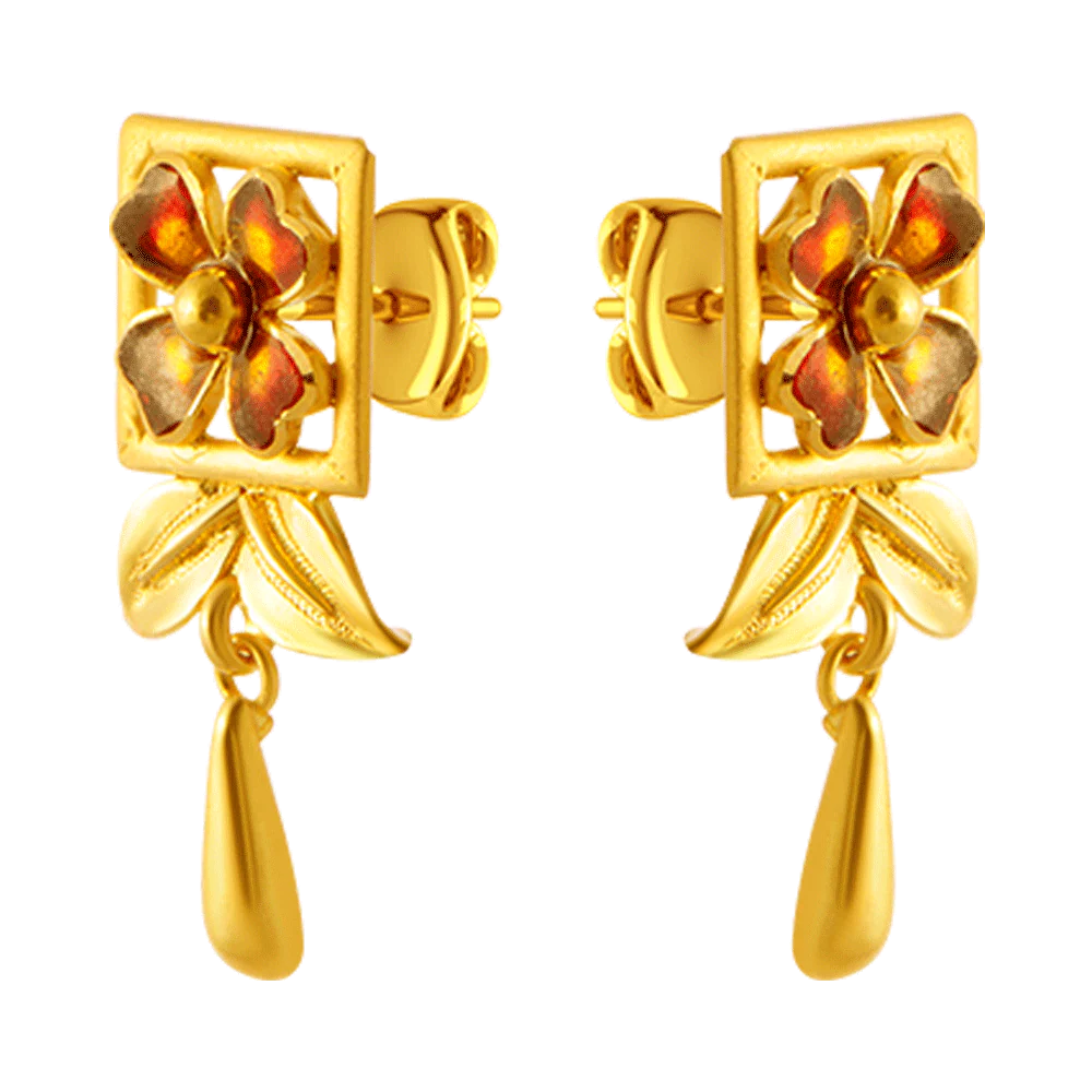 22KT Yellow Gold Stud Earrings For Women