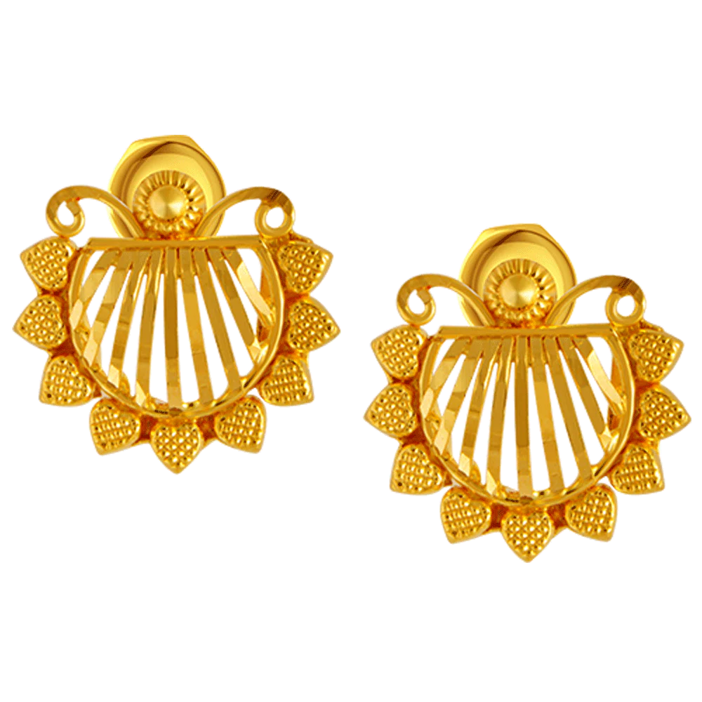 22KT Yellow Gold Stud Earrings For Women