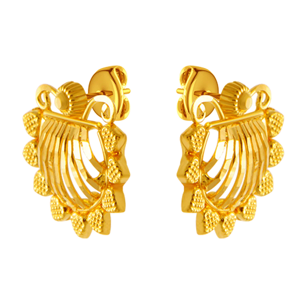 22KT Yellow Gold Stud Earrings For Women - Image 2