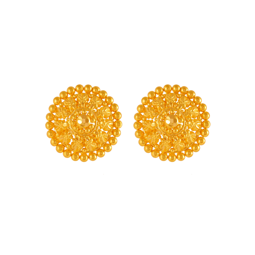 22KT Yellow Gold Stud Earrings For Women
