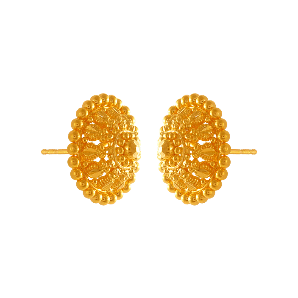 22KT Yellow Gold Stud Earrings For Women - Image 2
