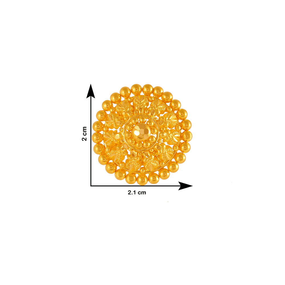 22KT Yellow Gold Stud Earrings For Women - Image 4