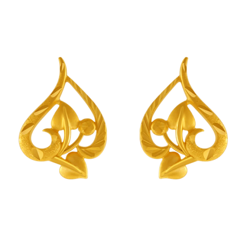 22KT Yellow Gold Stud Earrings For Women