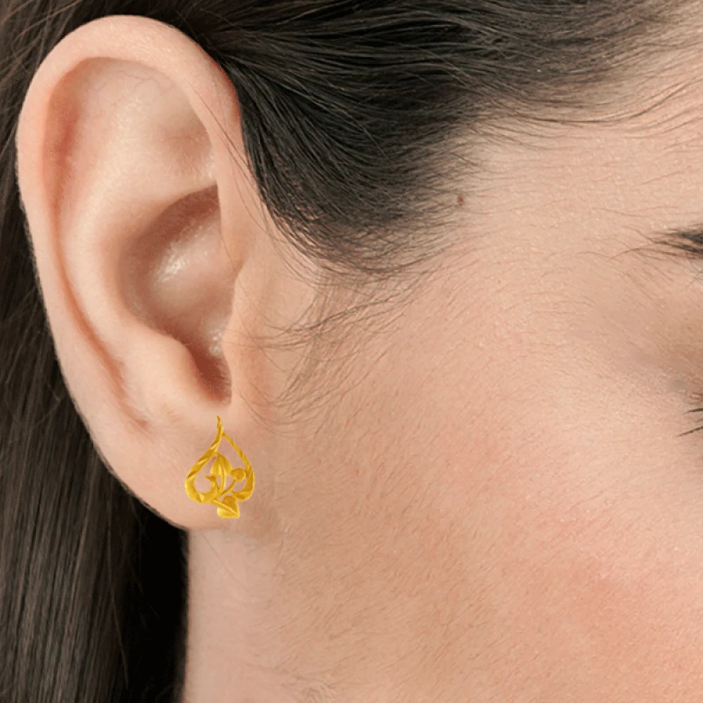 22KT Yellow Gold Stud Earrings For Women - Image 2