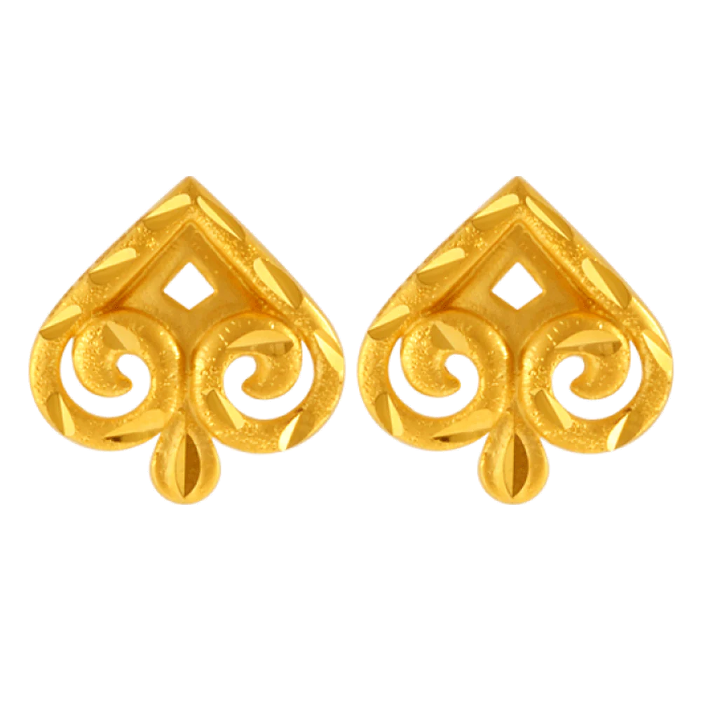 22KT Yellow Gold Stud Earrings For Women