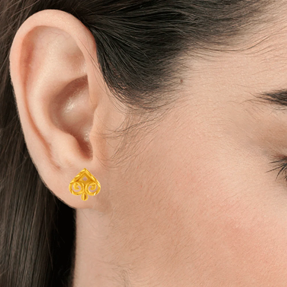 22KT Yellow Gold Stud Earrings For Women - Image 2