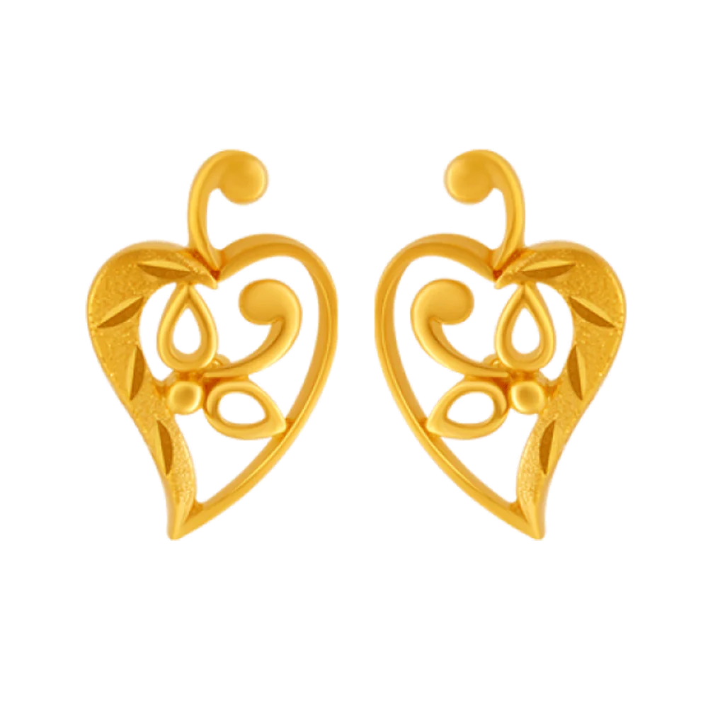 22KT Yellow Gold Stud Earrings For Women