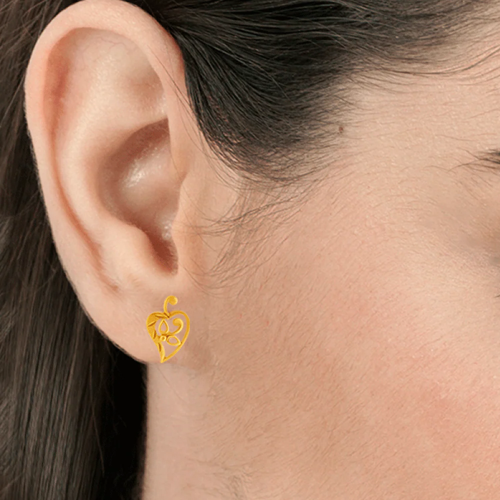 22KT Yellow Gold Stud Earrings For Women - Image 2