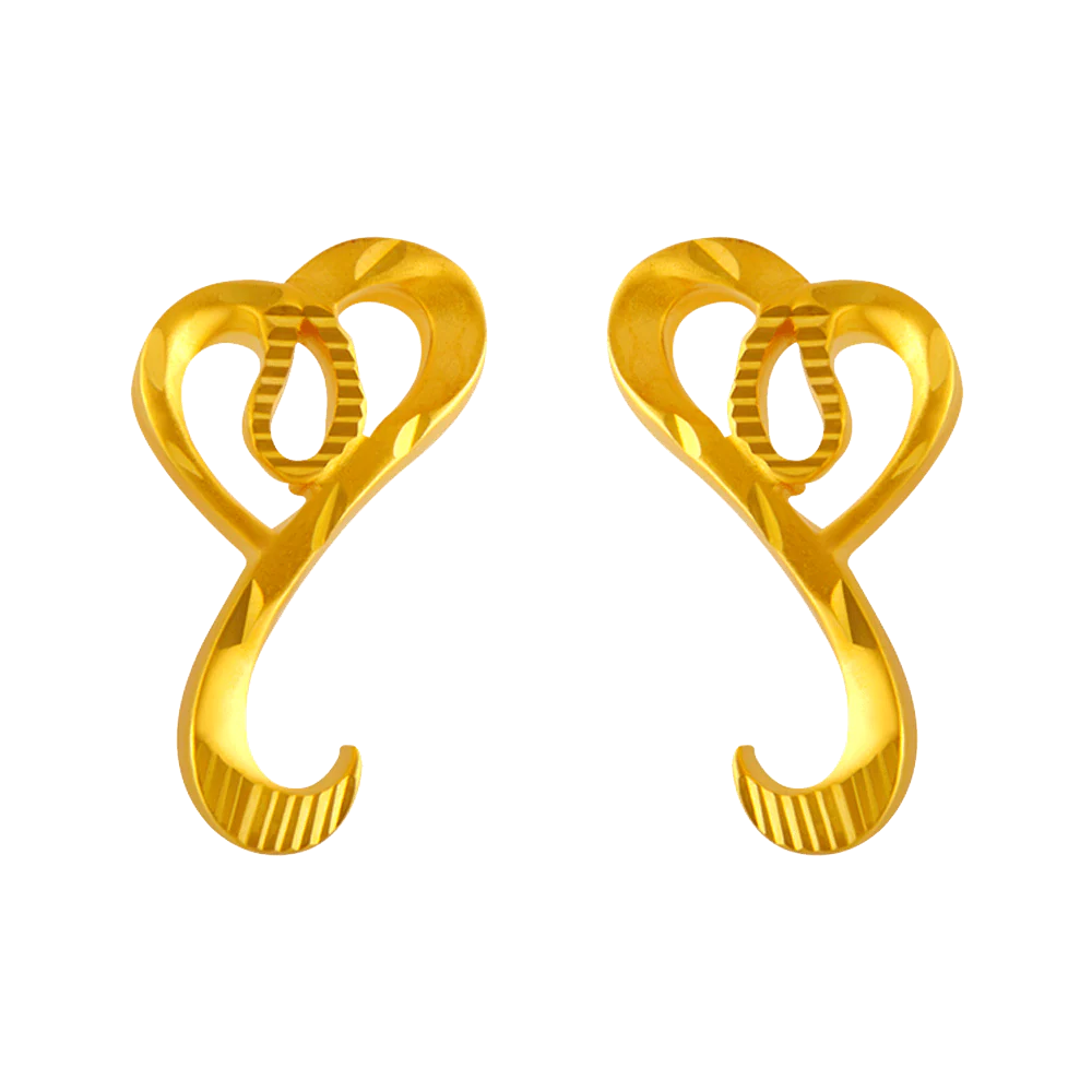22KT Yellow Gold Stud Earrings For Women
