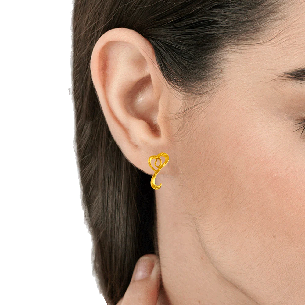 22KT Yellow Gold Stud Earrings For Women - Image 2