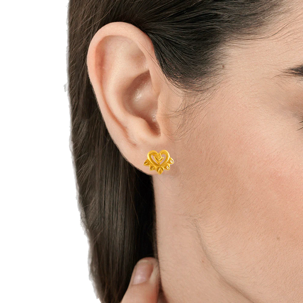 22KT Yellow Gold Stud Earrings For Women - Image 2