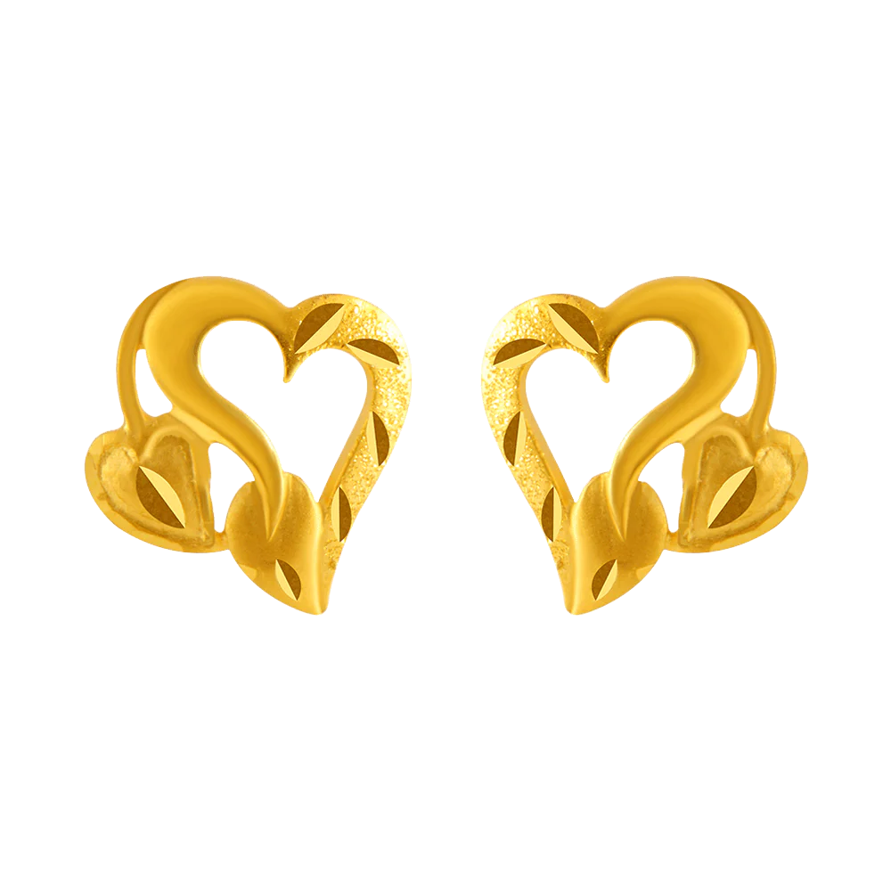 22KT Yellow Gold Stud Earrings For Women