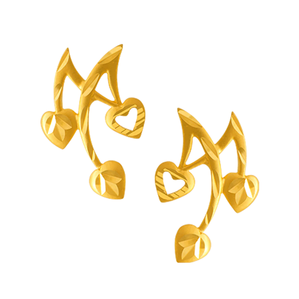 22KT Yellow Gold Stud Earrings For Women