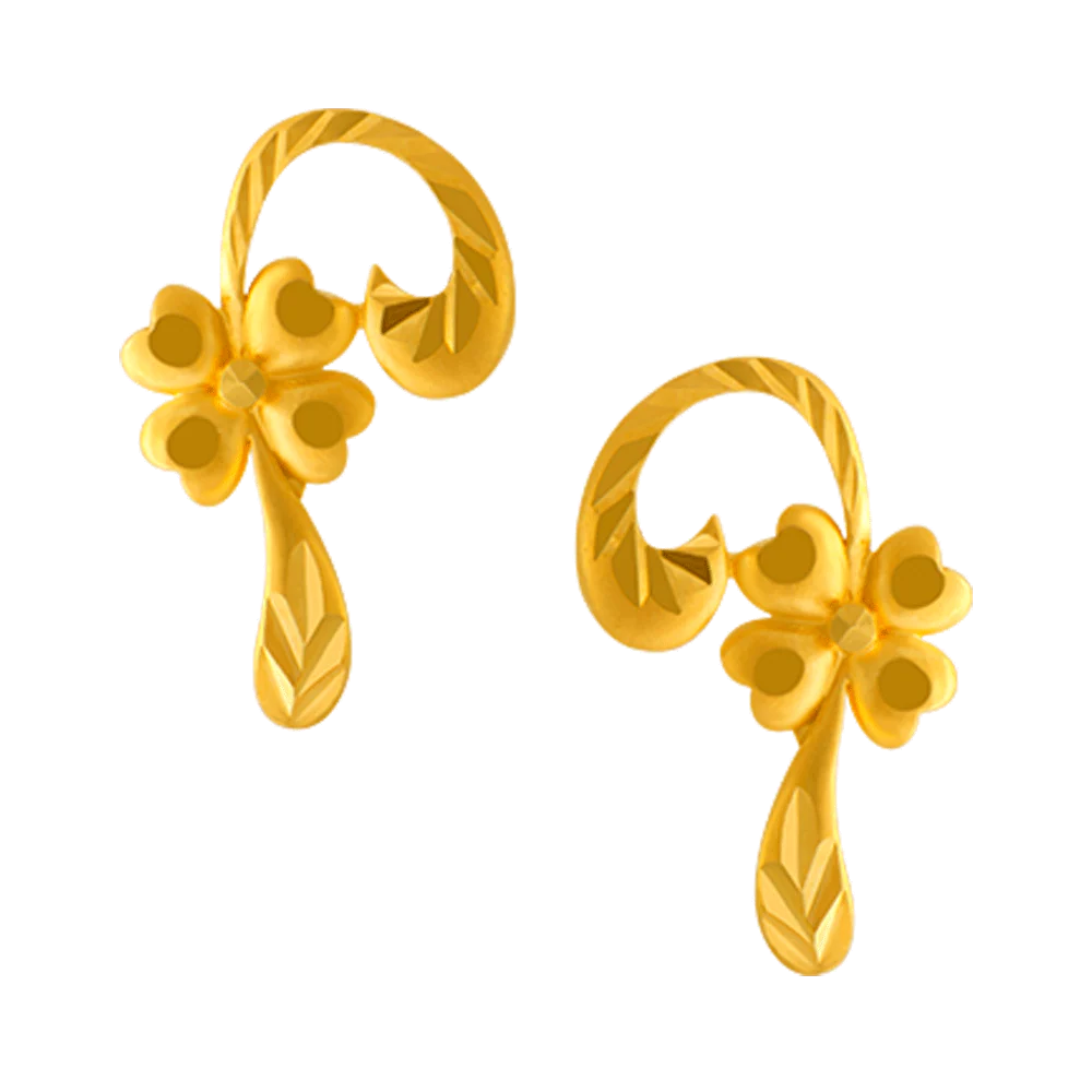 22KT Yellow Gold Stud Earrings For Women
