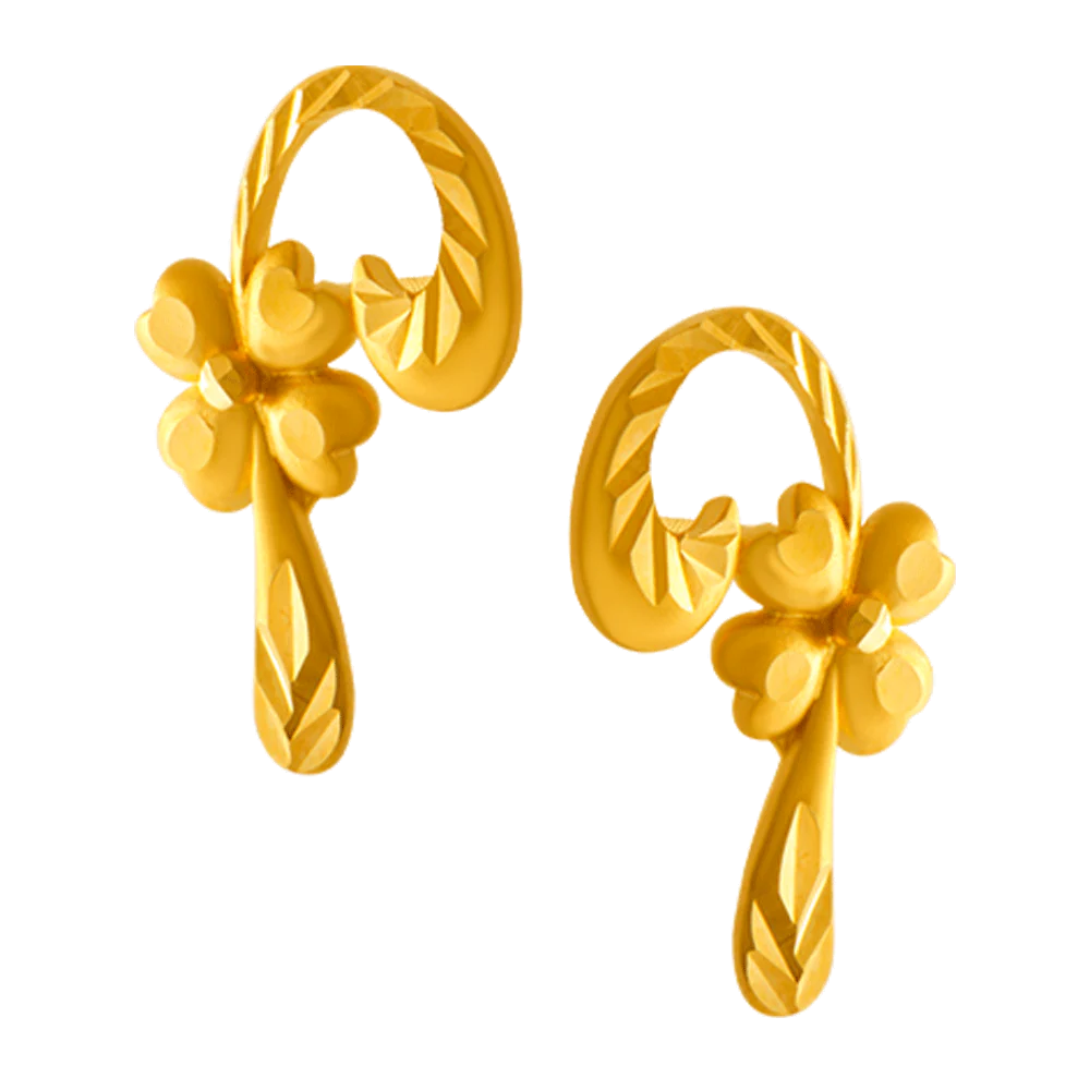 22KT Yellow Gold Stud Earrings For Women - Image 3