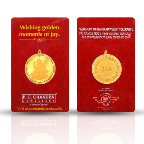 24k,10 Gm Lord Ganesha Gold Coin Pendant - Image 3
