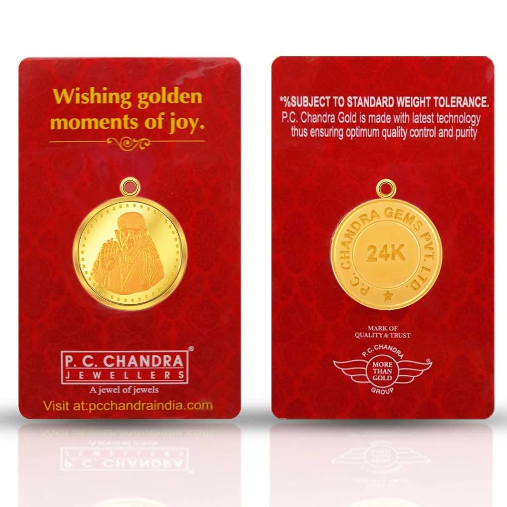 24k, 5 Gm Sai Baba Gold Coin Pendant - Image 3