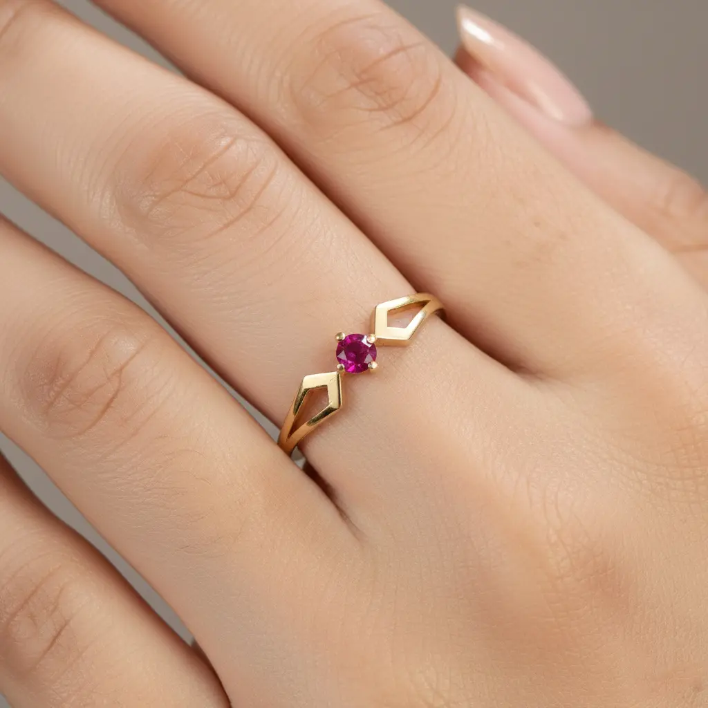 9KT (375) BIS Hallmark Gold Crimson Axis Ring for Women & Girls - Image 3
