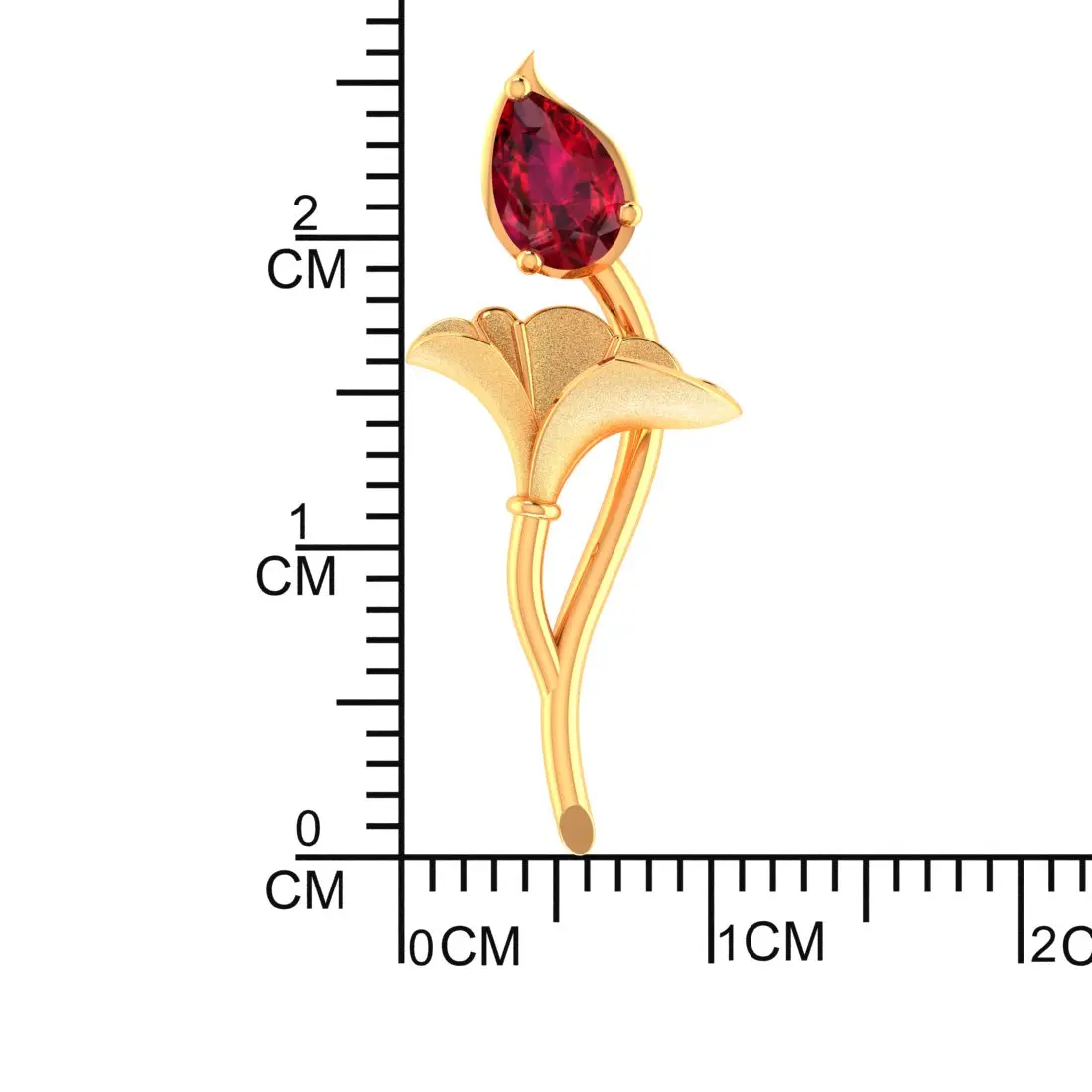 9KT (375) BIS Hallmark Gold Crimson Stem Pendant for Women & Girls (Without Chain) - Image 4