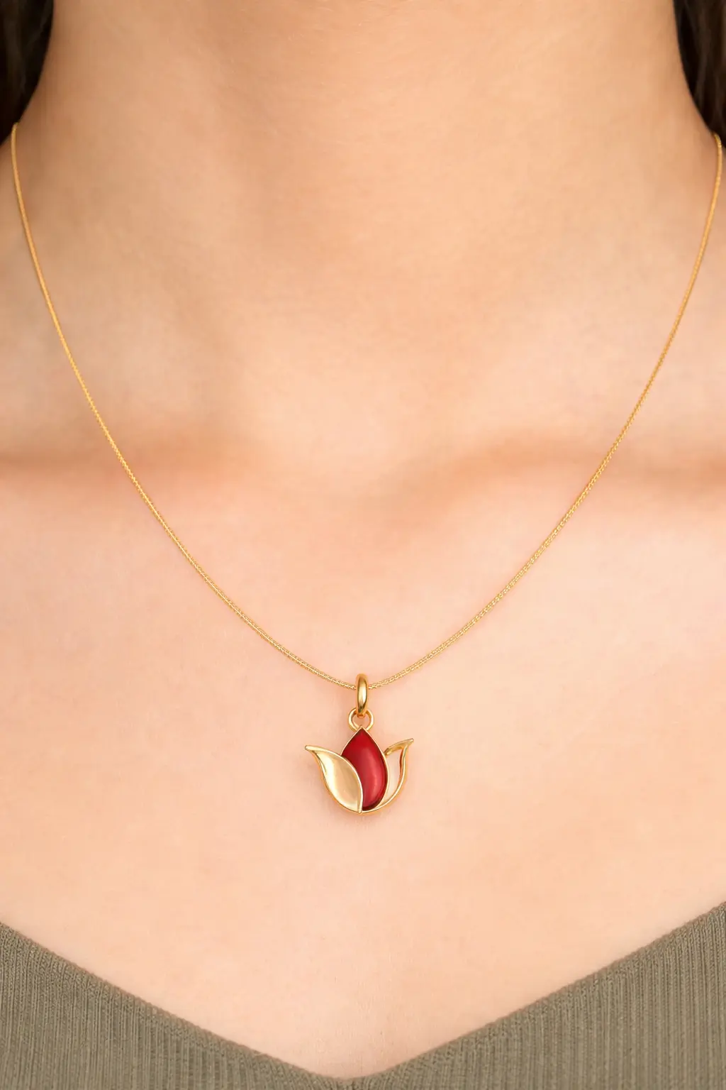 9KT (375) BIS Hallmark Gold Petal Ember Pendant for Women & Girls (Without Chain) - Image 4