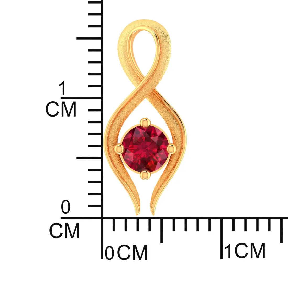 9KT (375) BIS Hallmark Gold Red Aura Curve Pendant for Women & Girls (Without Chain) - Image 4