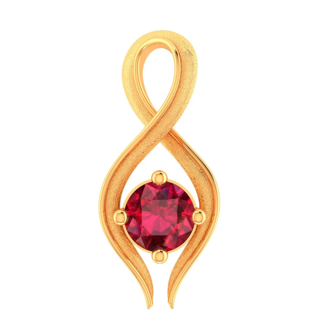 9KT (375) BIS Hallmark Gold Red Aura Curve Pendant for Women & Girls (Without Chain) - Image 5