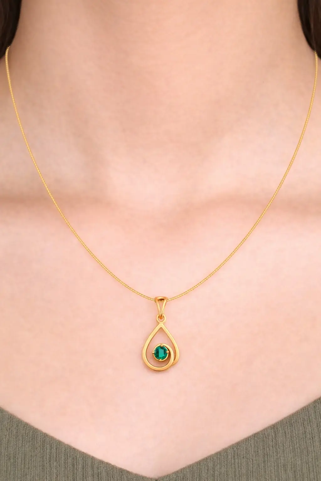 9KT (375) BIS Hallmark Gold Verdant Halo Pendant for Women & Girls (Without Chain) - Image 3