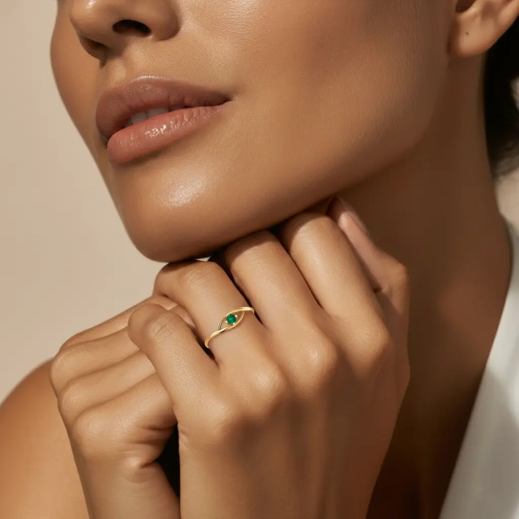 9KT (375) BIS Hallmark Gold Verdant Loop Ring for Women & Girls - Image 3