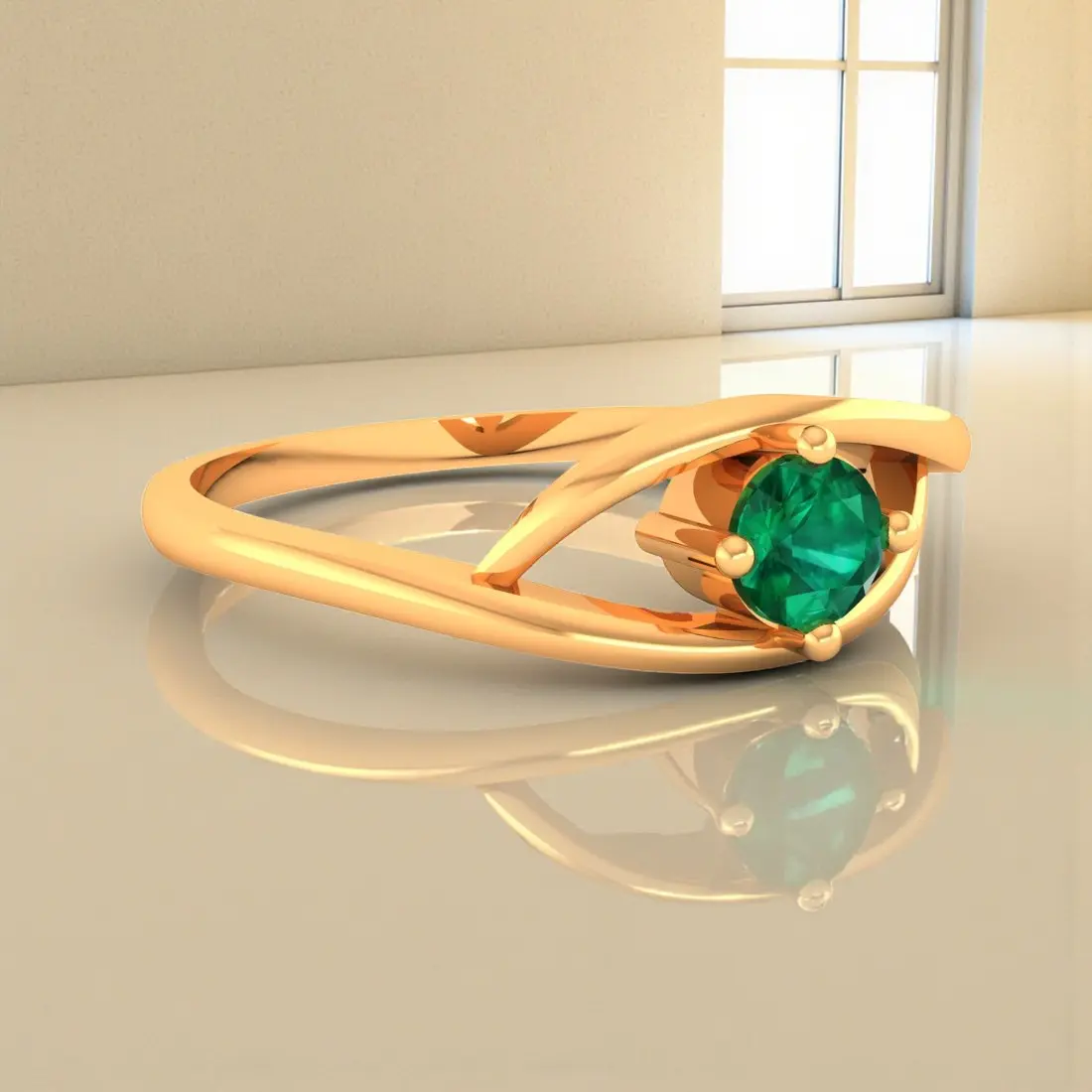 9KT (375) BIS Hallmark Gold Verdant Loop Ring for Women & Girls - Image 5