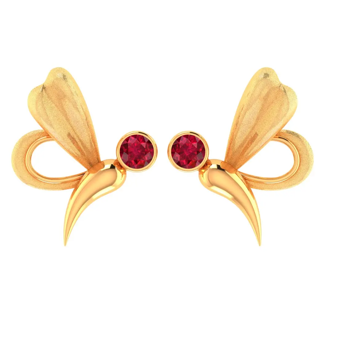 9KT (375) Gold Scarlet Butterfly Stud Earrings - Image 2