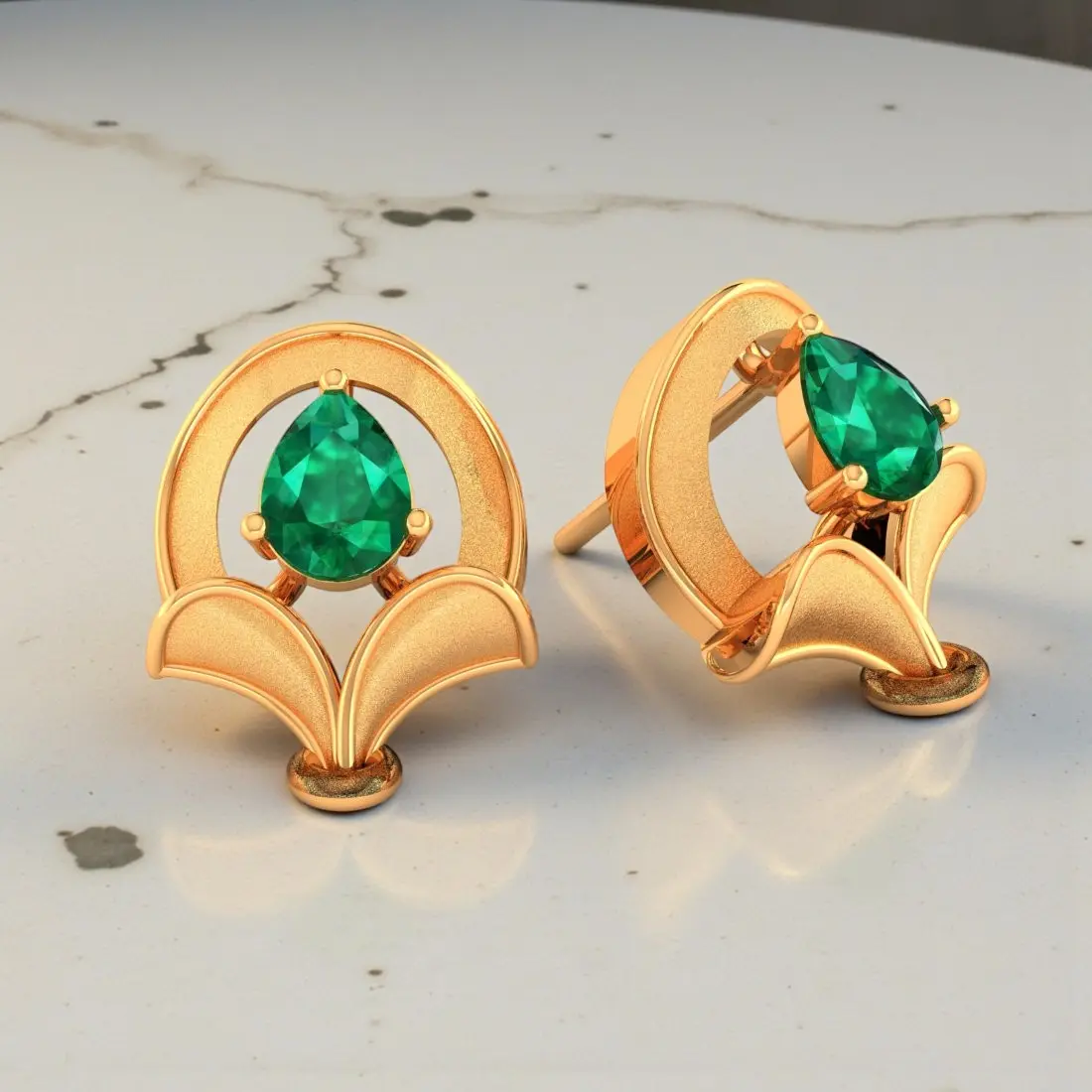 9KT (375) Gold Verdant Aura Stud Earrings - Image 2
