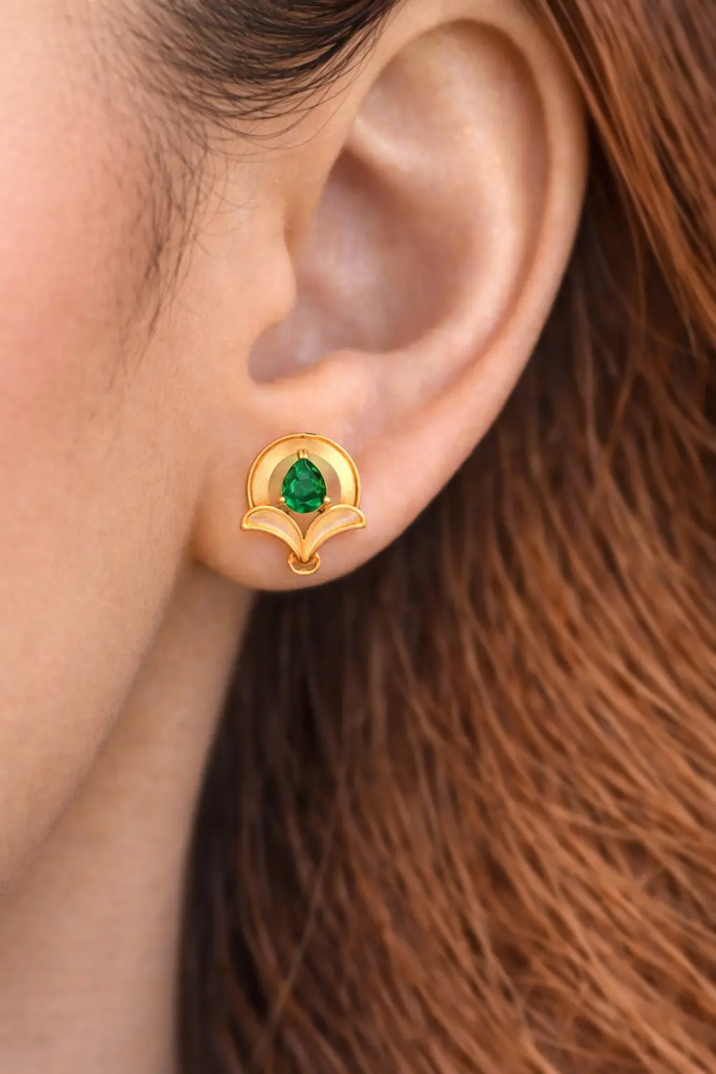 9KT (375) Gold Verdant Aura Stud Earrings - Image 3