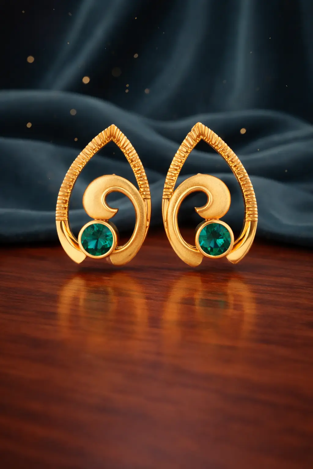 9KT (375) Gold Verde Spiral Swirl Arc Earrings