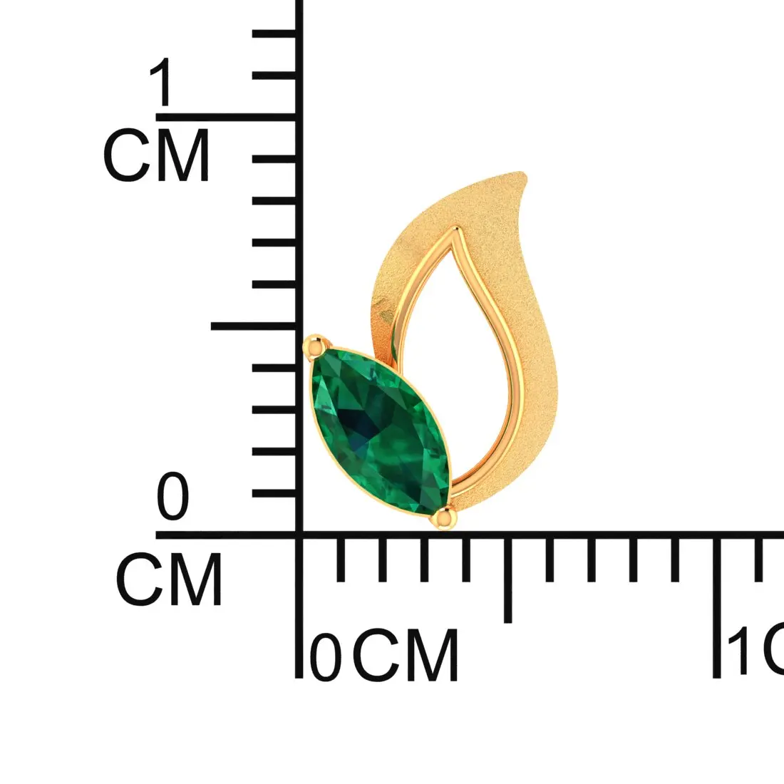 9KT (375) Gold Vira Leaf Stud Earrings with Green Stones - Image 5
