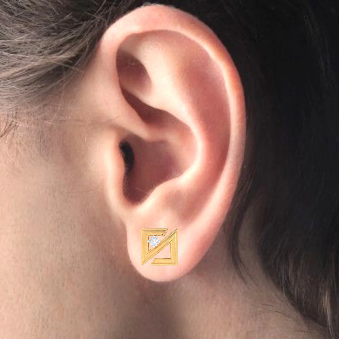 Abstract Shape 18k Gold Earrings With Diamonds - Image 5