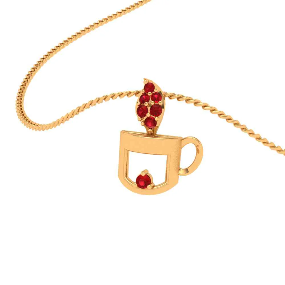 Alice Tea Cup 18k Gold Pendant - Image 7